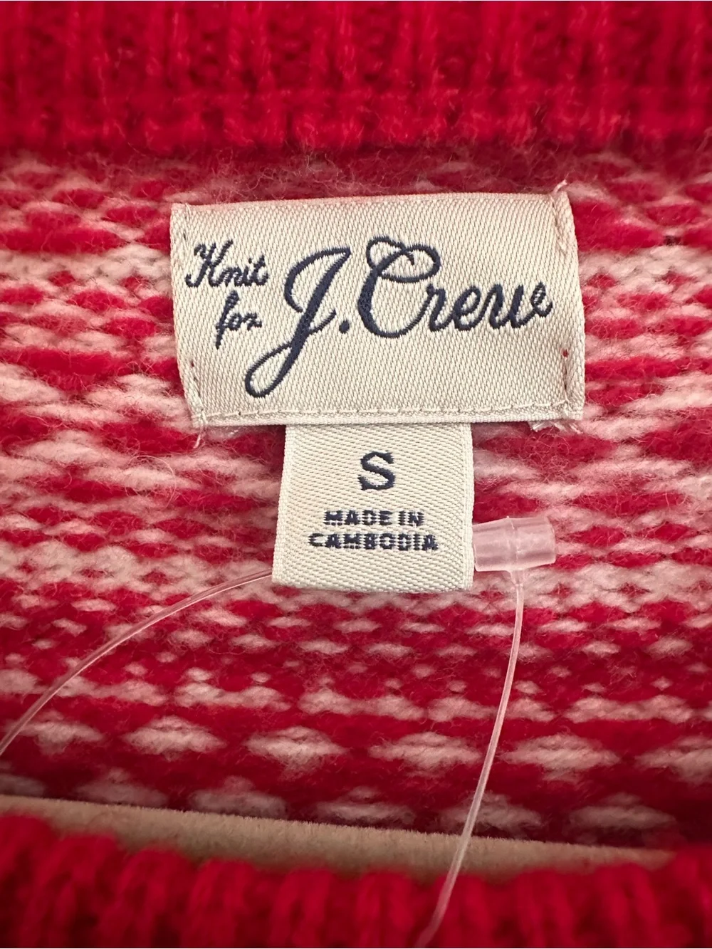 J. Crew Red & White Men’s lambswool Sweater NWT